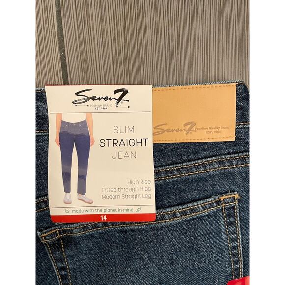 Seven 7 Women's High Rise Slim Straight Jean Size 14 Birch NWT - Picture 7 of 8